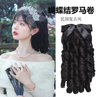 复古假发女卷发罗马卷旗袍民国风大小姐发饰金粉世家公主蛋卷马尾