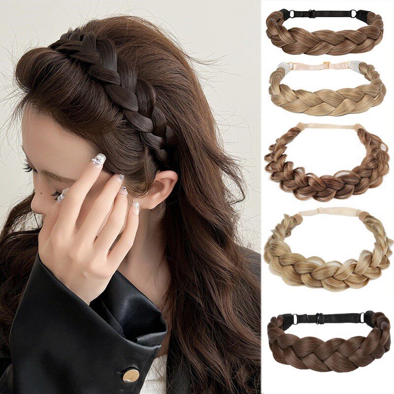 麻花发辫假发时尚清新复古辫子波西米亚发箍鱼骨辫子发带手工编织