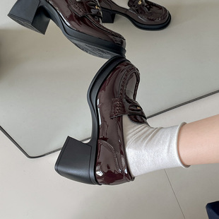 小皮鞋女jk制服鞋棕色英伦风粗高跟2025新款lo鞋增高软底乐福单鞋