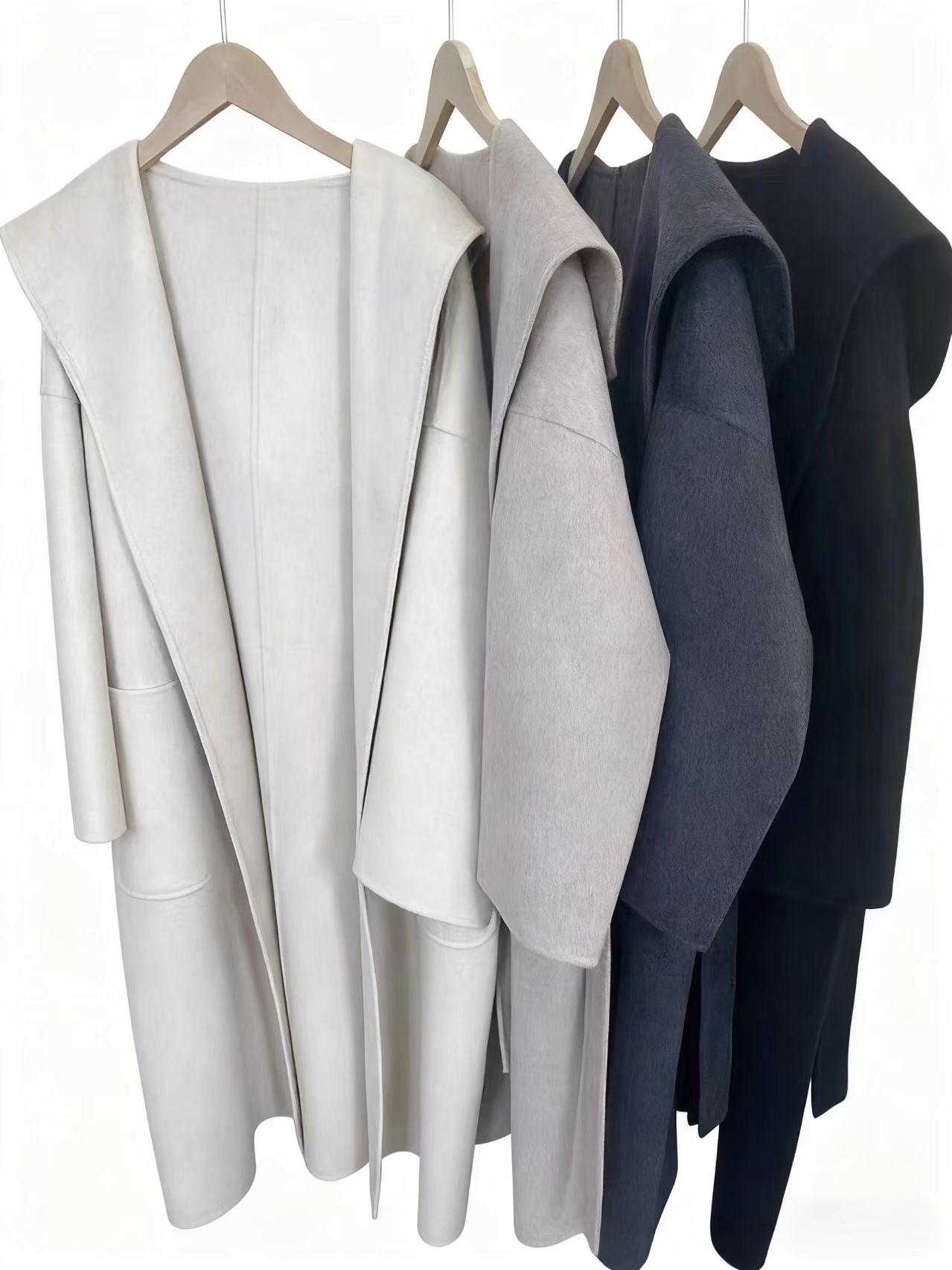 连帽款 100纯山羊绒慵懒拉满！15微米左右大衣外套女中长款宽松