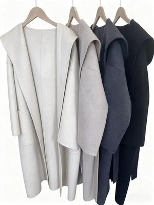 连帽款 100纯山羊绒慵懒拉满！15微米左右大衣外套女中长款宽松