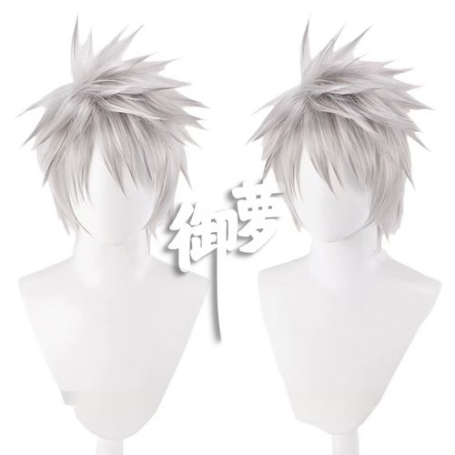 御萝 动漫火影忍者拷贝忍者卡卡西cosplay假发  高温哑光丝玫瑰网