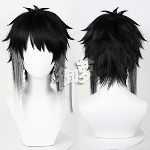 御萝 动漫文豪野犬芥川龙之介cos假发黑渐白高温哑光丝玫瑰网假毛