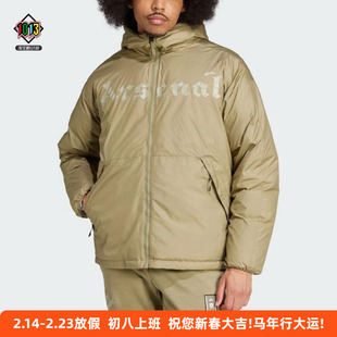 阿迪达斯冬季男款阿森纳连帽防风保暖两面穿运动羽绒服外套IT3916