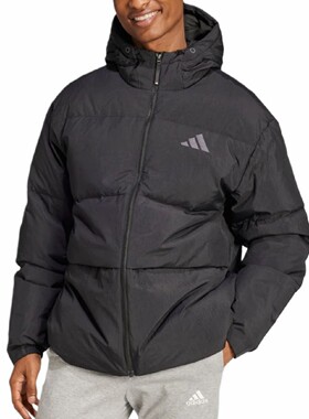阿迪达斯冬季男女款经典保暖连帽防风休闲运动羽绒服外套 JG5940