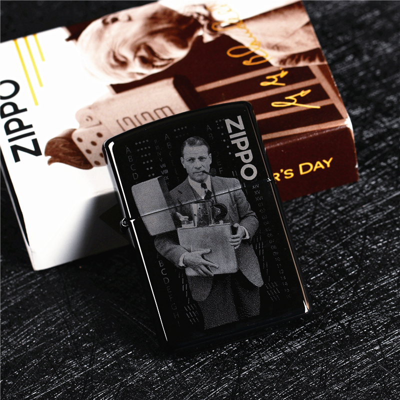 zippo芝宝防风打火机 黑冰双面创始人总裁特殊底刻纪念版GGB48702