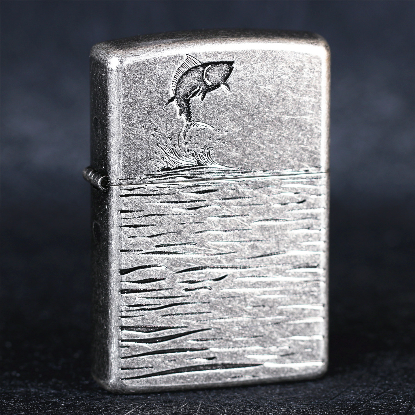 zippo芝宝煤油防风打火机 古银复古做旧双面雕刻 海洋鱼 男士礼物