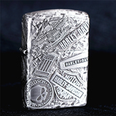 zippo芝宝防风打火机纯铜古银盔甲机五面雕刻哈雷鹰骷髅 十一章
