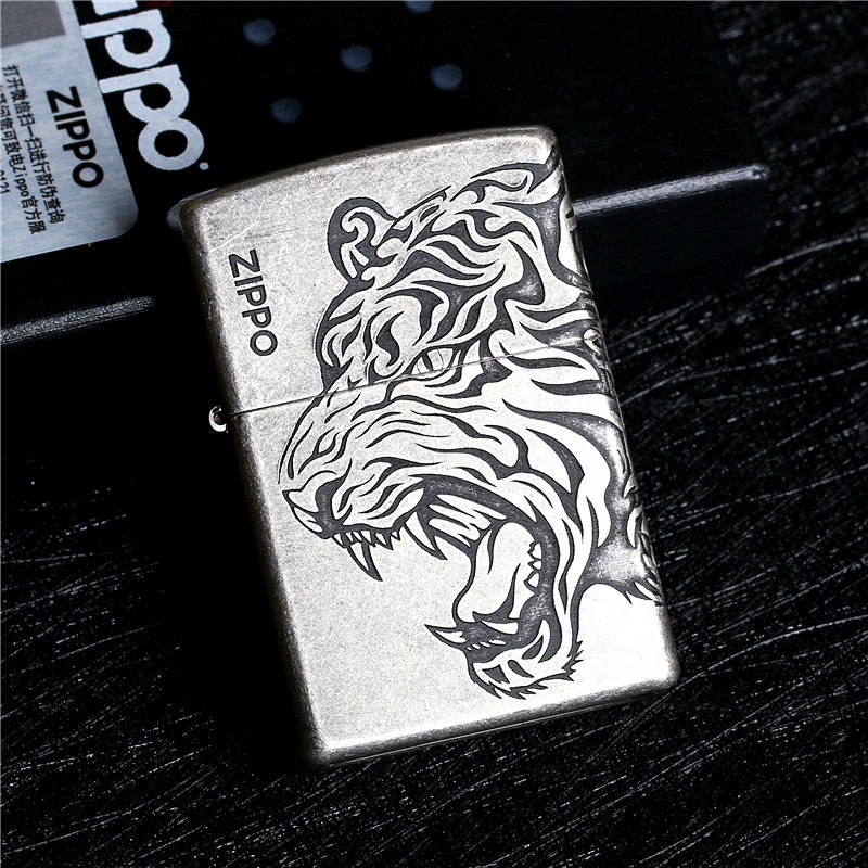 zippo之宝生肖雕刻送人纯铜白虎