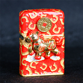 zippo芝宝煤油防风打火机 礼物 重盔铠甲机马上有钱马年生肖机男士