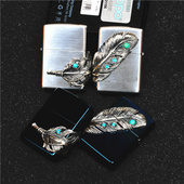 日版 男士 原装 羽毛绿松石 礼品 镀银蓝冰 zippo芝宝煤油防风打火机