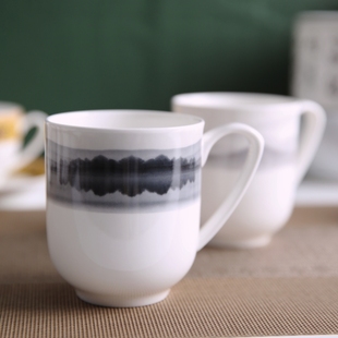 隆达骨瓷复古风马克杯喝水杯子办公室水杯西湖风景