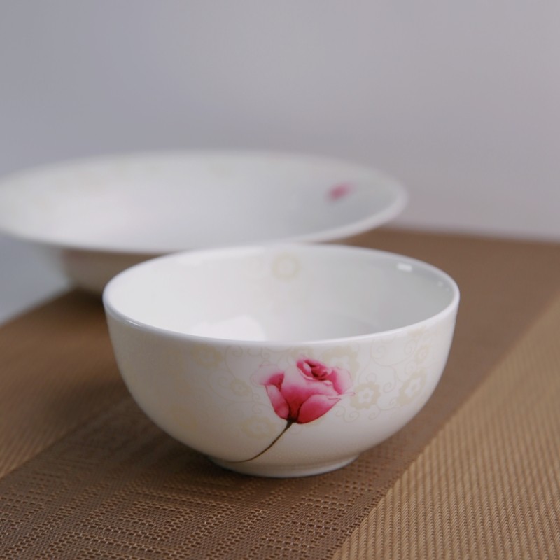唐山隆达骨瓷复古风家用高颜值米饭碗汤碗奥碗汤盘餐具套装图片