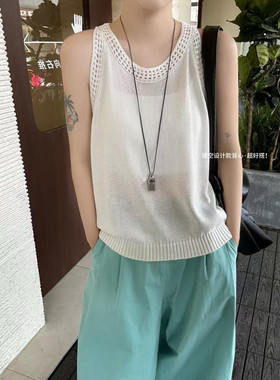 2025夏季新款韩版时尚圆领无袖背心针织衫女宽松显瘦洋气百搭上衣