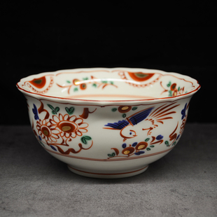 日本怀石会席板前料理陶瓷圆形赤绘海鲜汤泡饭碗鳗鱼饭碗牛肉面碗