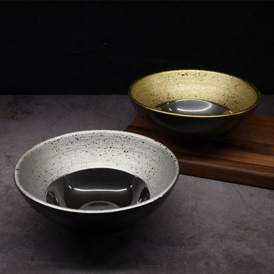新中日式创意陶瓷餐具 金银草帽碗鳗鱼饭乌冬面碗刺身装冰刺身碗