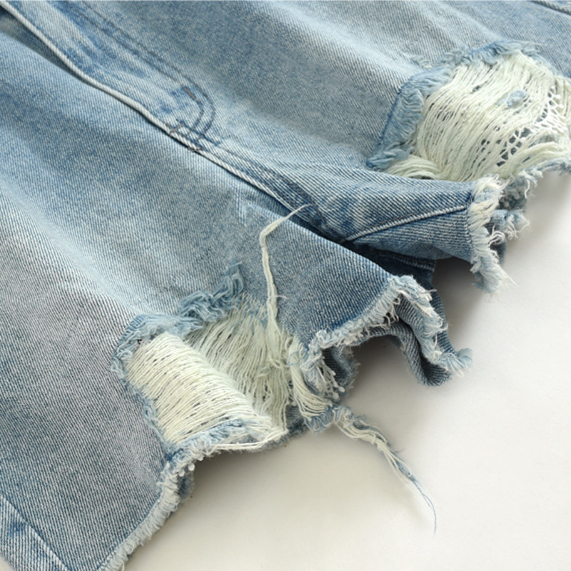 百搭破洞蕾丝牛仔裤短裤阔腿裤