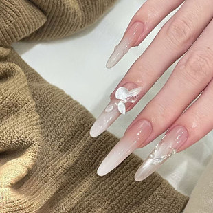 【瓷光玉兰】温柔清透裸色诗意恬淡氛围感新娘婚甲美甲手工穿戴甲