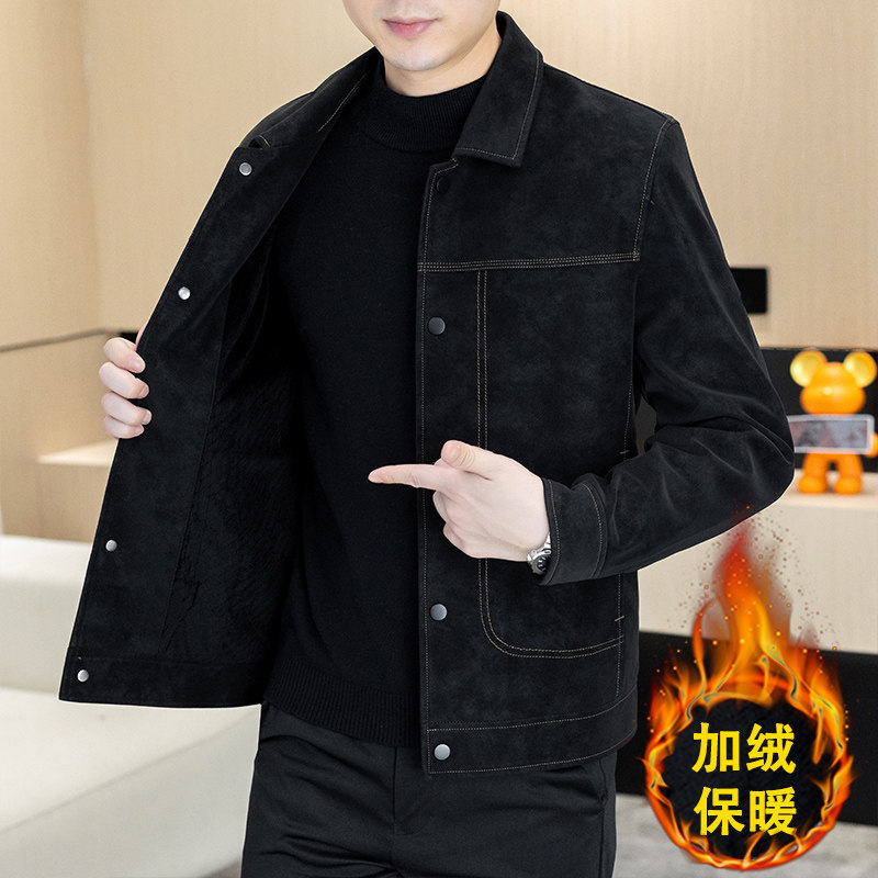 新款男士时尚夹克修身休闲外套男帅气百搭上衣男加棉加厚夹克外套