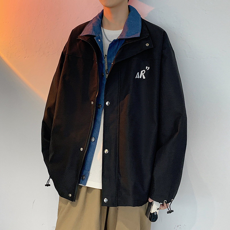 2025春装新款假2件牛仔外套夹克外套A093-JK207-特P65白,男装夹克,电商A093