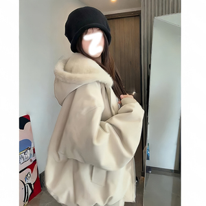 网图现货A093-H8158-特P80连帽座山雕pu皮加绒加棉皮毛毛领棉衣图片