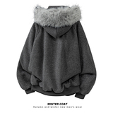 现货座山雕大毛领毛呢棉衣外套A093-M970-特P105深灰，男装棉衣，电商A093