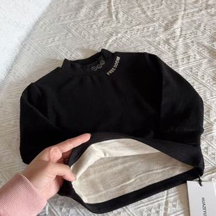 5911 130男女童半高领羊绒蚕丝双层加厚保暖打底衫