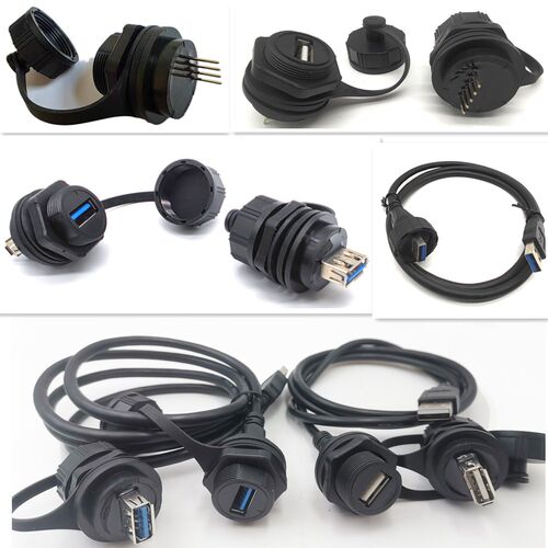 USB防水数据连接器延长线母插座