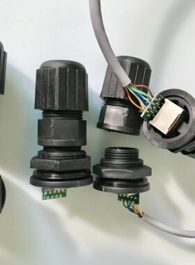 M25带PCB电路板可面板安装防水连接器RJ45以太网网络网线防水接头