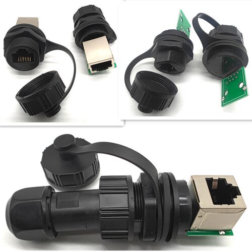 IP68数据信号面板固定防水网口座