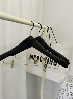 轻奢定制木质无痕三角型挂套装衣架46cm加长手工布艺衣架无痕防滑