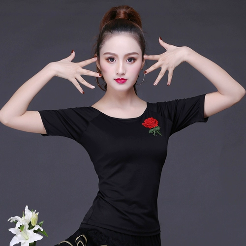 Танцующая футболка, летняя спортивная одежда, костюм, короткий рукав, облегающий крой