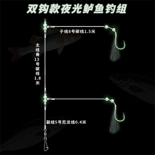 鲈鱼钓组船钓鲈鱼黄鱼米鱼黄三双钩飘虾钓组海钓三叉转环线组
