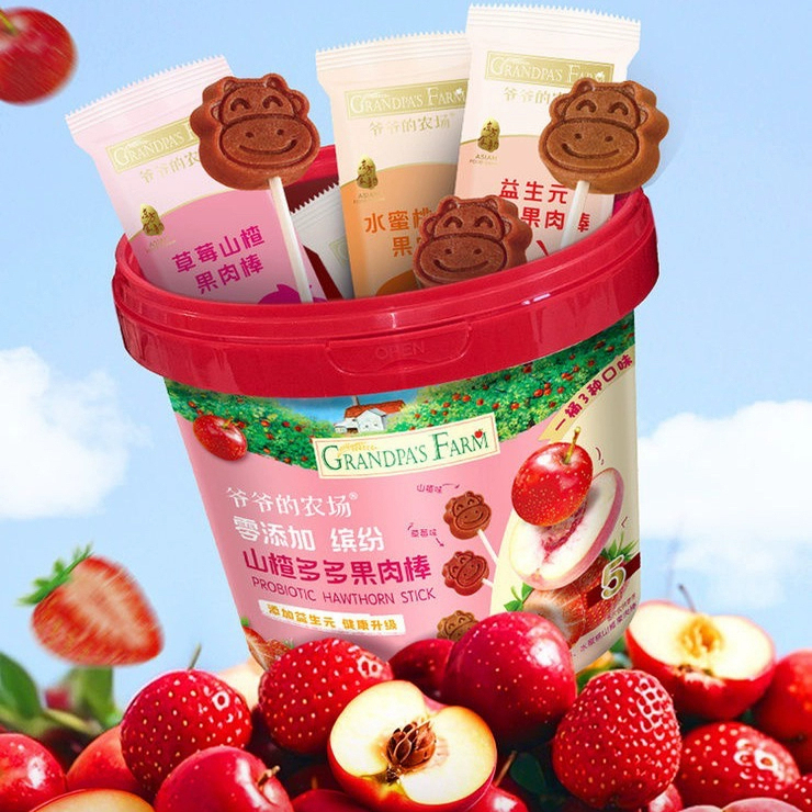 爷爷的农场零添加儿童零食缤纷山楂多多果肉棒营养228g加量桶装