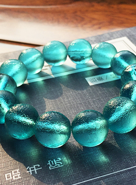 清代官造宫廷御用古法老琉璃手串 星际蓝色朝珠男女款文玩手链