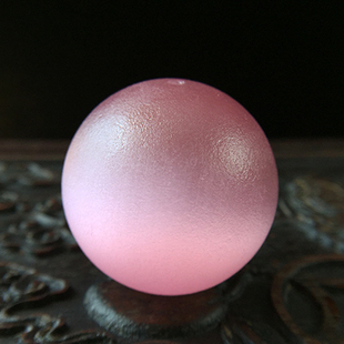 清代官造宫廷御用古法老琉璃猫眼 皇妃粉30mm 标本级朝珠项链配饰