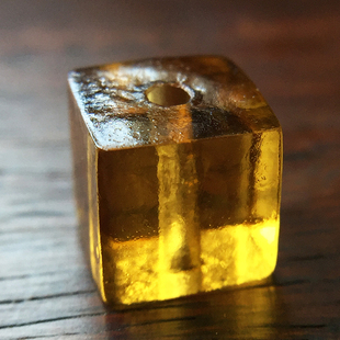 清代官造宫廷古法老琉璃方珠散珠朝珠文玩配饰酒红色手工单珠隔珠