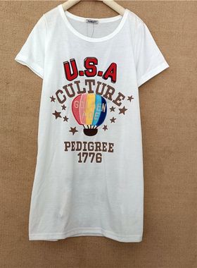 短袖t恤女夏季2024 春装白色打底衫rough宽松纯棉中长款上衣ins潮