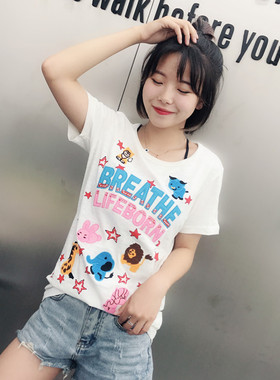 cec上衣服纯棉白色T恤女短袖夏装2024新款宽松女装体恤ins潮rough