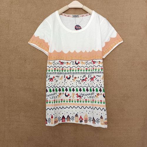 2024新款百搭白色纯棉rough满印圆领短袖t恤女宽松半袖上衣夏装潮