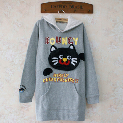 加绒卫衣中长款帽衫休闲纯棉宽松