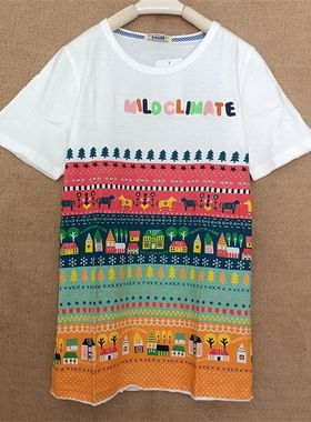 短袖T恤2024年rough新款女设计感夏季款纯棉学生白色绣花乡村风景