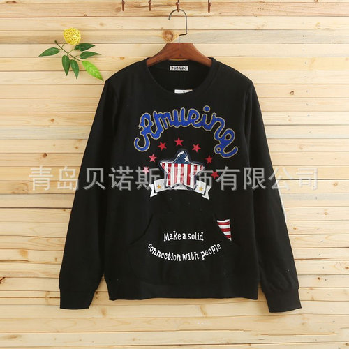 春季字母ins薄款长袖圆领卫衣