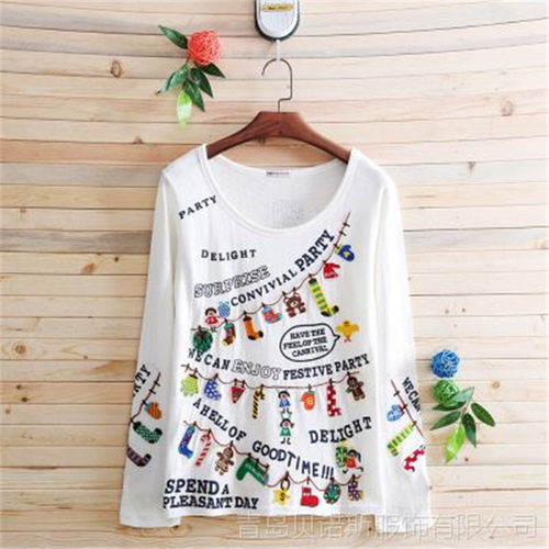 春夏季长袖T恤薄款纯棉面料女士