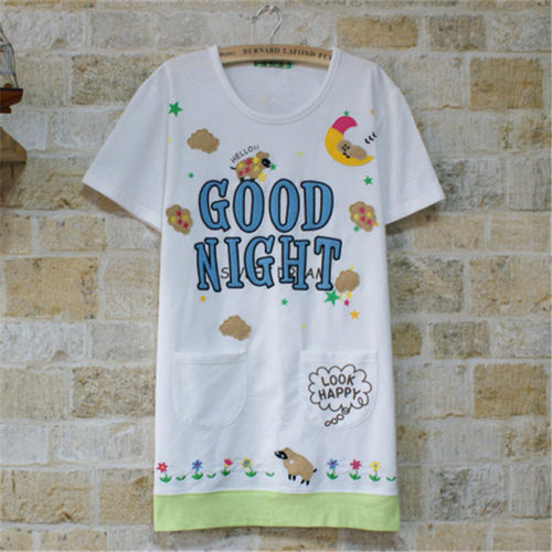 宽松夏季短袖T恤女学生中长款半袖纯棉上衣体恤rough青青草原2024