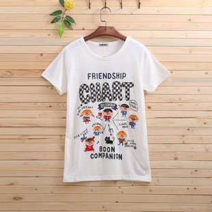 短袖t恤女2024夏新款学生rough韩版ulzzang百搭原宿韩范卡通上衣