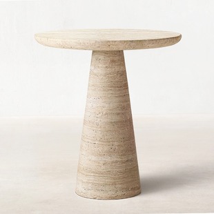 诧寂天然洞石边几沙发设计师角几轻奢大理石小户型客厅创意小茶几