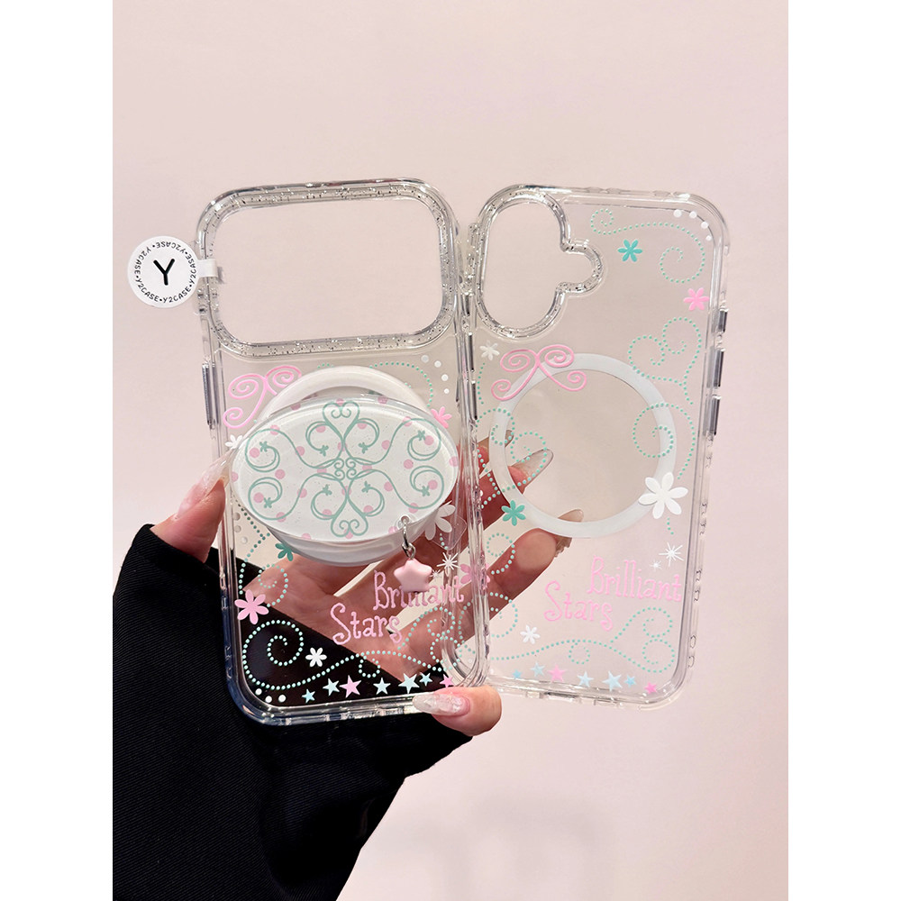 ins风简约复古藤蔓星星磁吸适用苹果17promax手机壳15iphone16pro保护套13/14磁吸支架双层IMD高