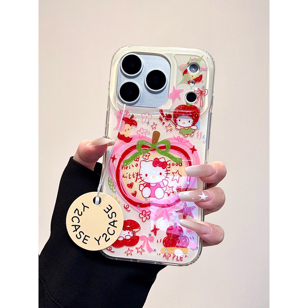 卡通可爱涂鸦苹果kt猫适用苹果17promax手机壳15iphone16pro保护套13/14双层IMD高级感日韩ins风防摔新款个性