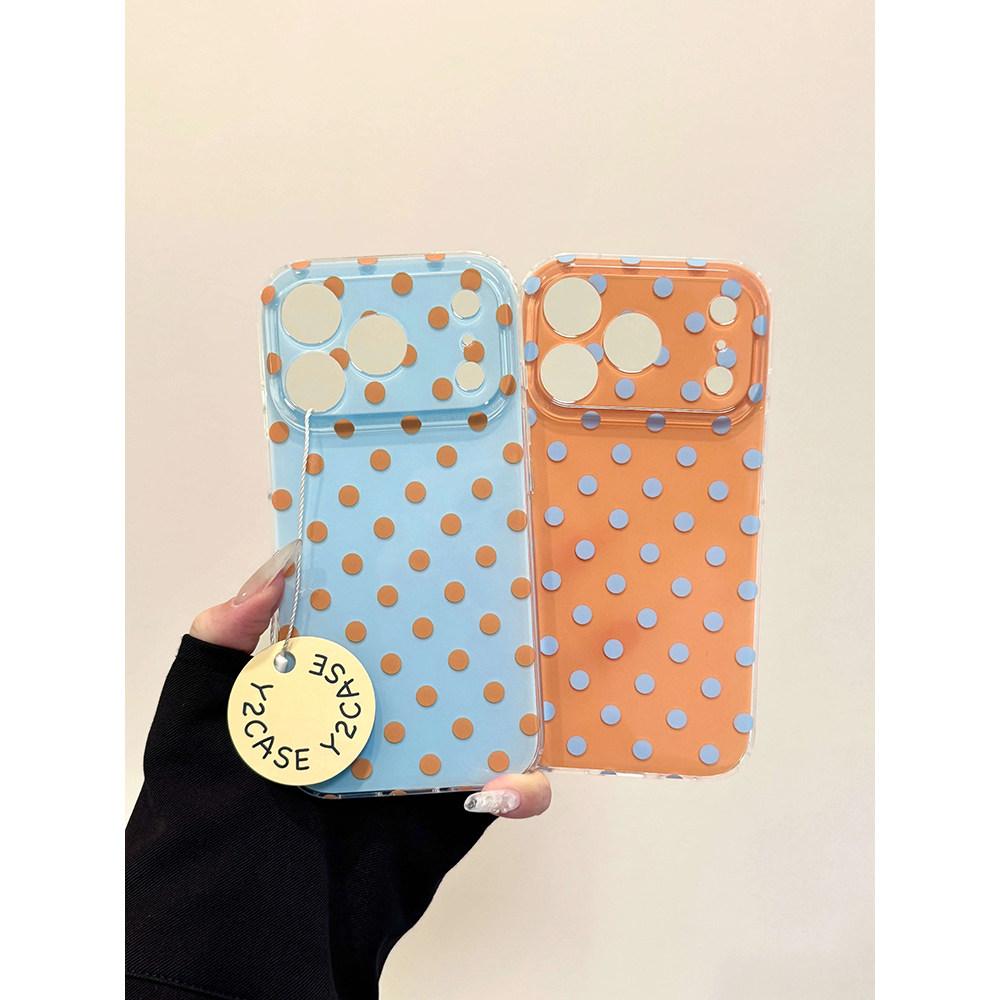 日韩ins风简约卡通波点适用苹果17promax手机壳15iphone16pro保护套13/14双层IMD高级感防摔新款个性创意纯色